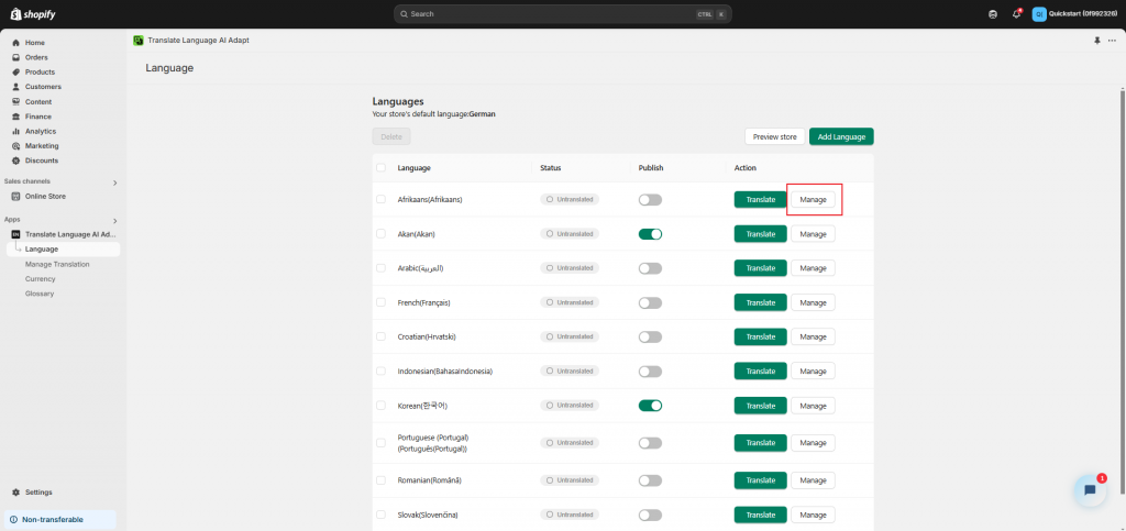 Language management